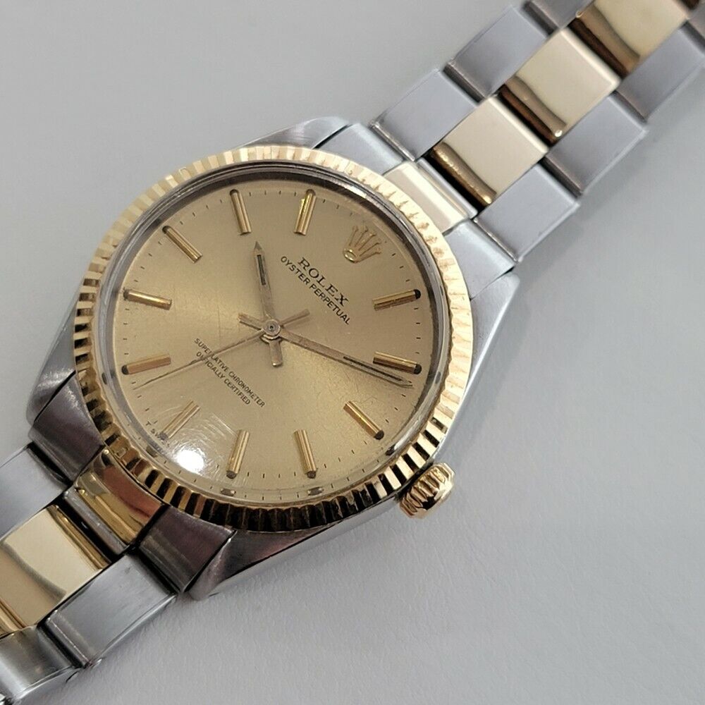 Mens Rolex Oyster Perpetual 1960s 5500 35mm 14k Gold SS Vintage Automatic RA179