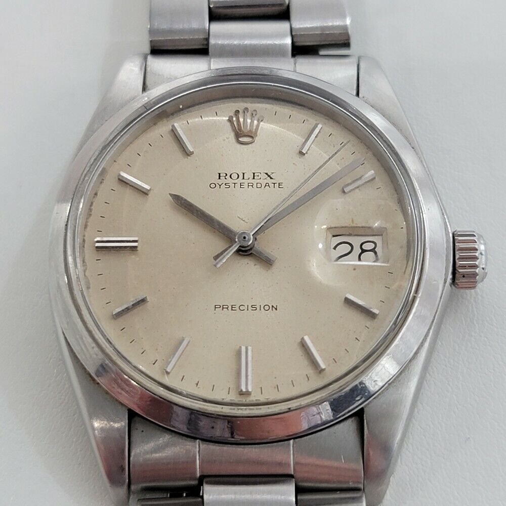 Mens Rolex Oysterdate Precision Ref 6694 34mm 1970s Vintage Manual Wind RA202