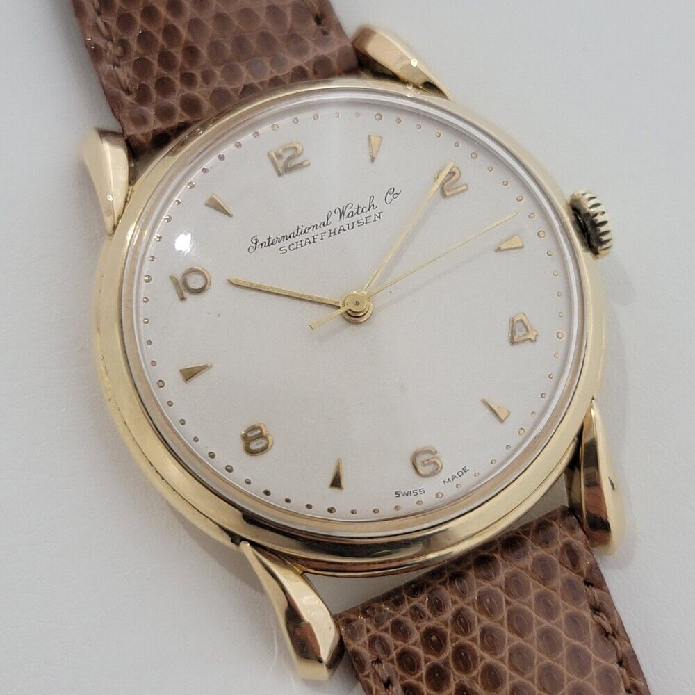 Mens IWC Schaffhausen 18k Gold 37mm 1960s Manual Wind Watch Vintage RA350