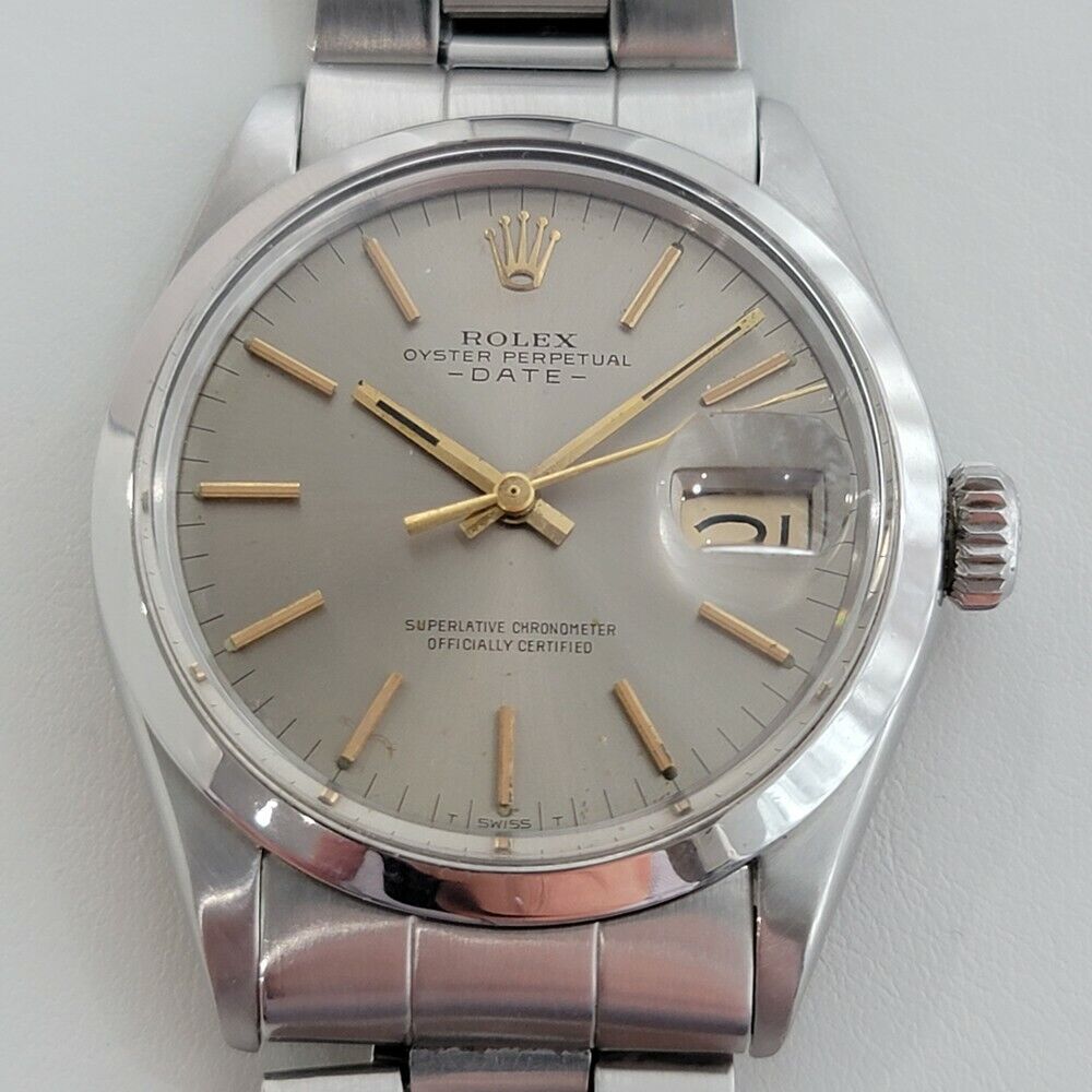 Mens Rolex Oyster Perpetual 1970s Date 1500 Automatic 35mm w Rolex Pouch RA190