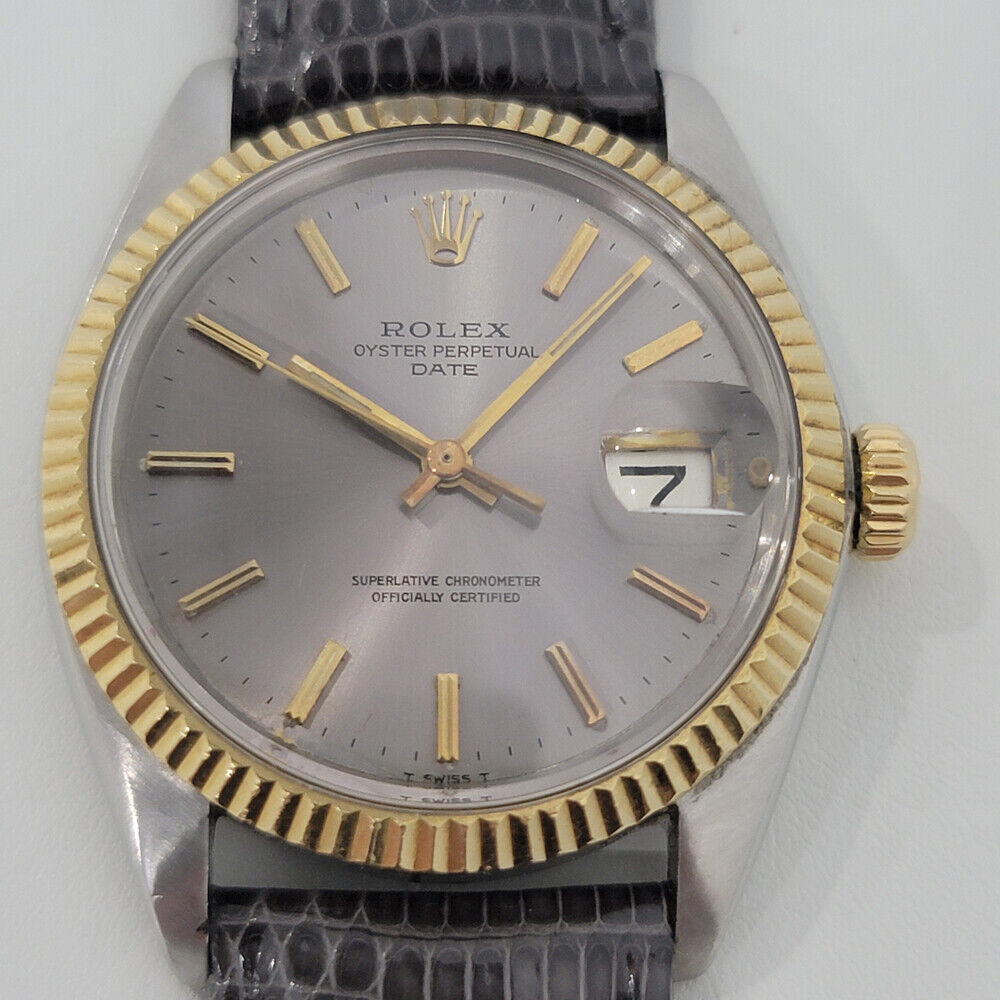 Mens Rolex Oyster Perpetual Date 1500 35mm 18k Gold ss 1960s Automatic RJC145G