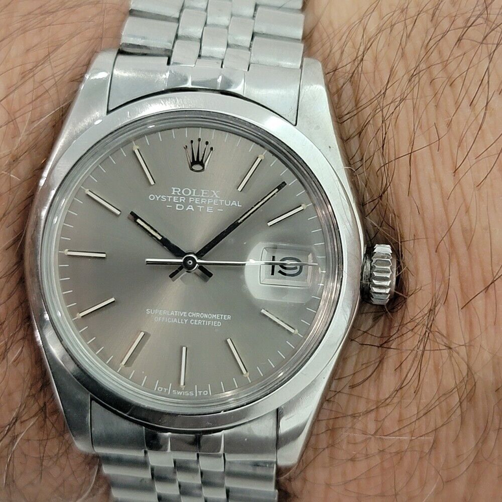 Mens Rolex Oyster Perpetual Date 1970s Ref 1500 35mm Vintage Automatic RA293