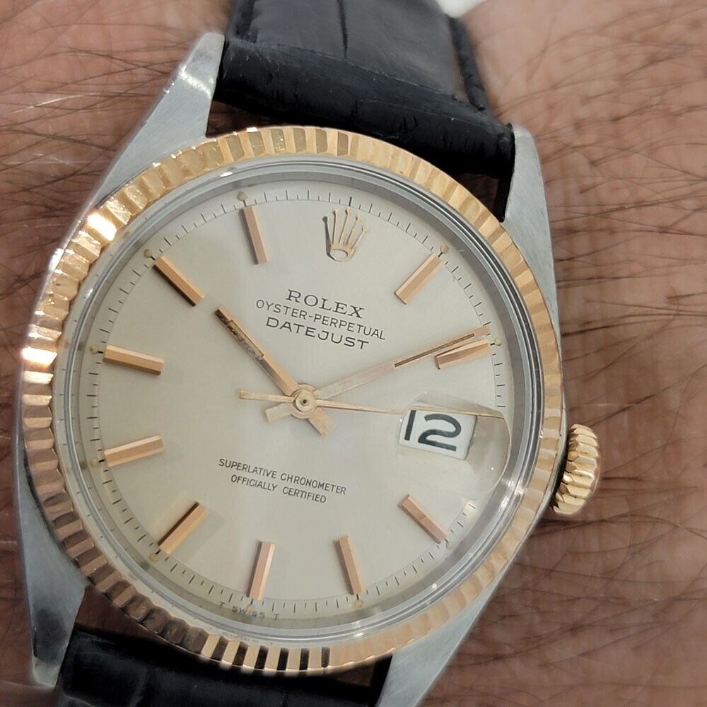 Mens Rolex Oyster Datejust 1601 36mm 18k Rose Gold SS 1960s Automatic RJC183B