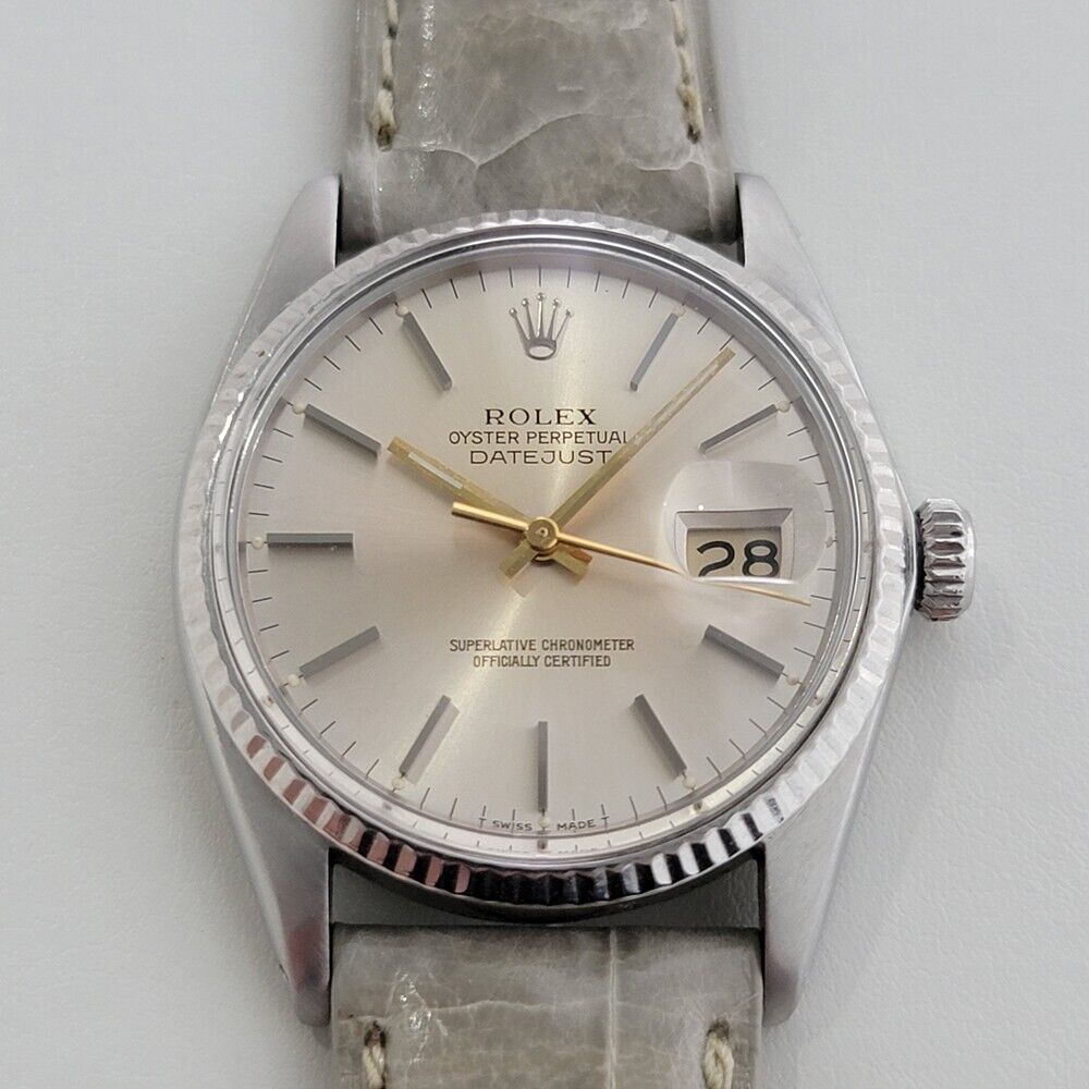 Mens Rolex Datejust 16014 36mm 18k White Gold SS Automatic Swiss 1980s RA332G