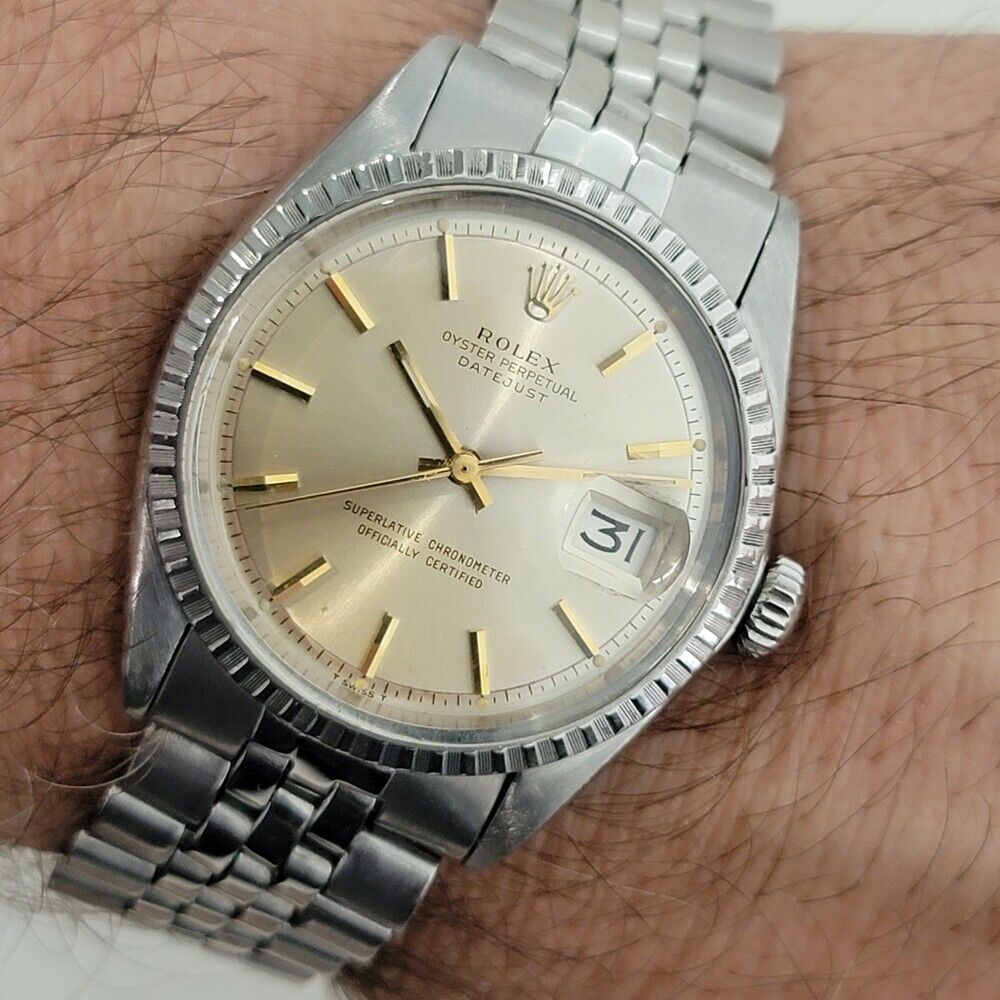 Mens Rolex Oyster Datejust Ref 1603 36mm Automatic 1970s Swiss Vintage RA314