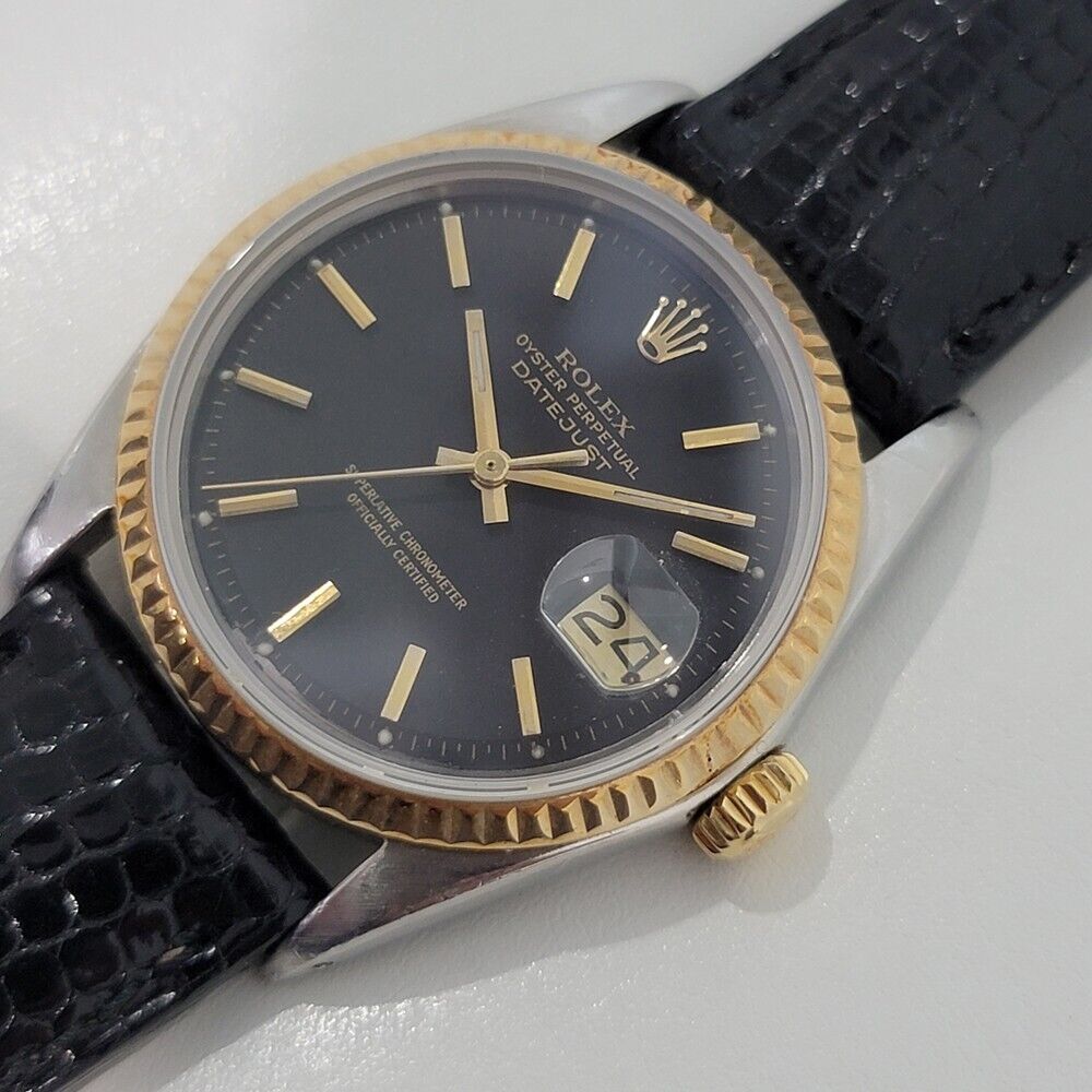 Mens Rolex Oyster Datejust 1601 36mm 18k Gold SS 1960s Automatic Vintage RJC142B