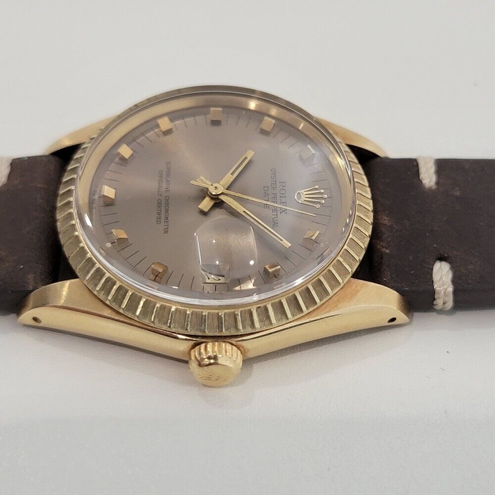 Mens Rolex Oyster Perpetual Date Ref 1503 35mm 14k Gold 1970s Automatic RJC120B