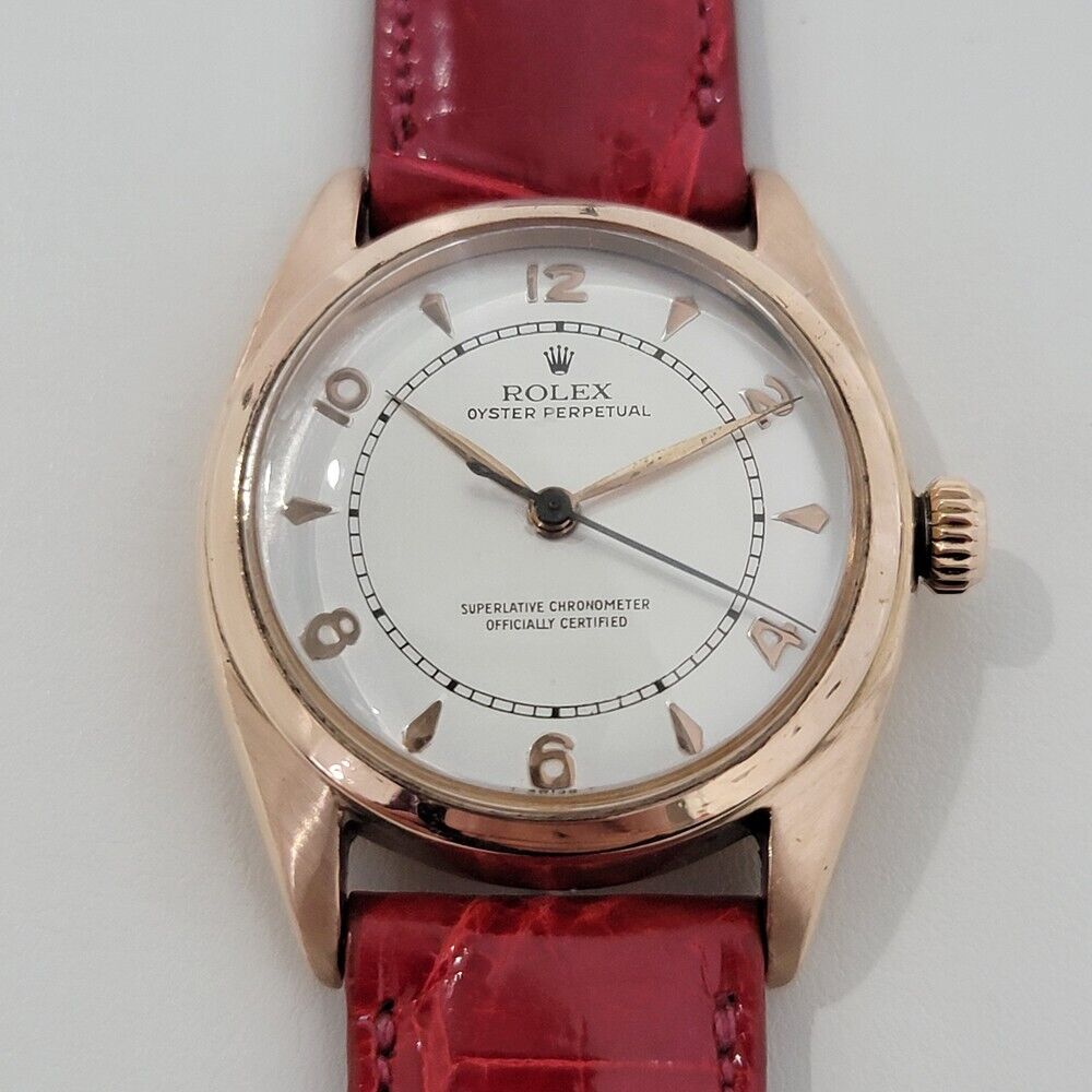 Mens Rolex Oyster Perpetual 4392 32mm 18k Rose Gold  1940s Automatic Swiss RA362