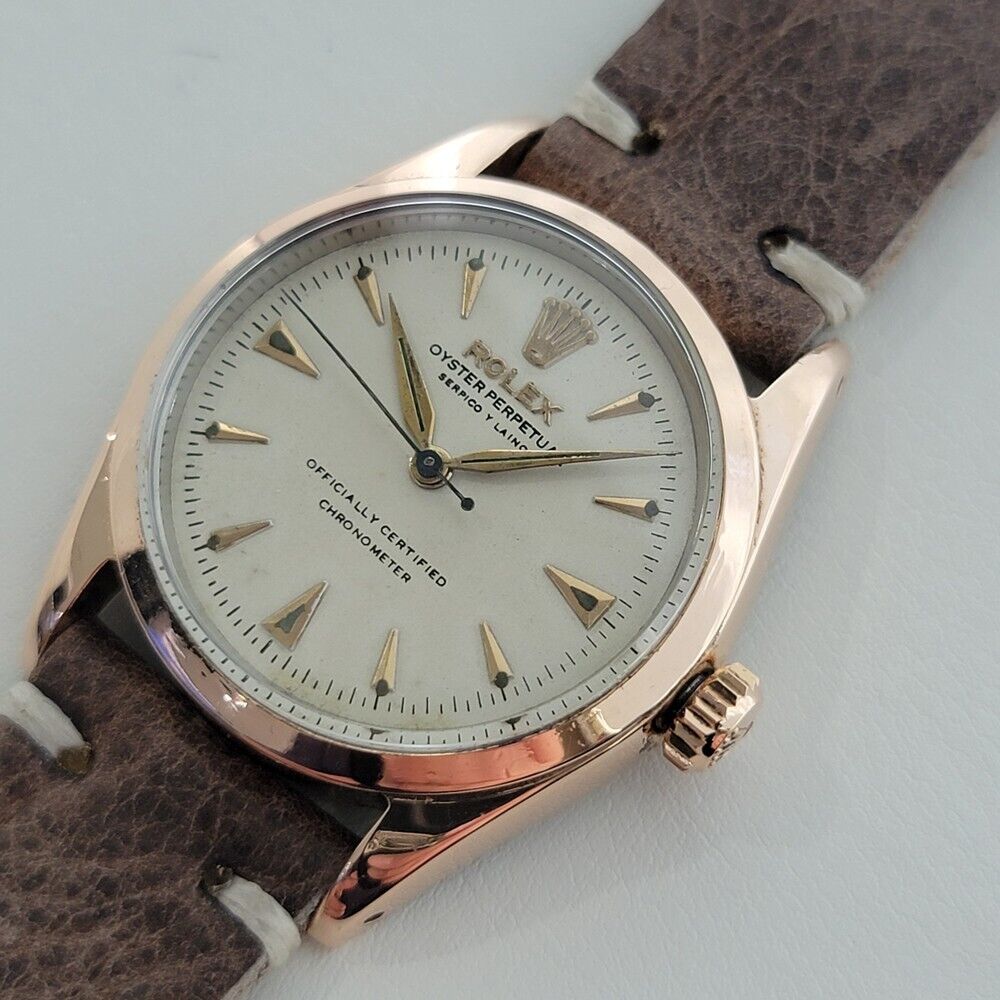 Mens Rolex Oyster Perpetual Ref 6334 34mm Gold Capped Automatic 1960s RA321