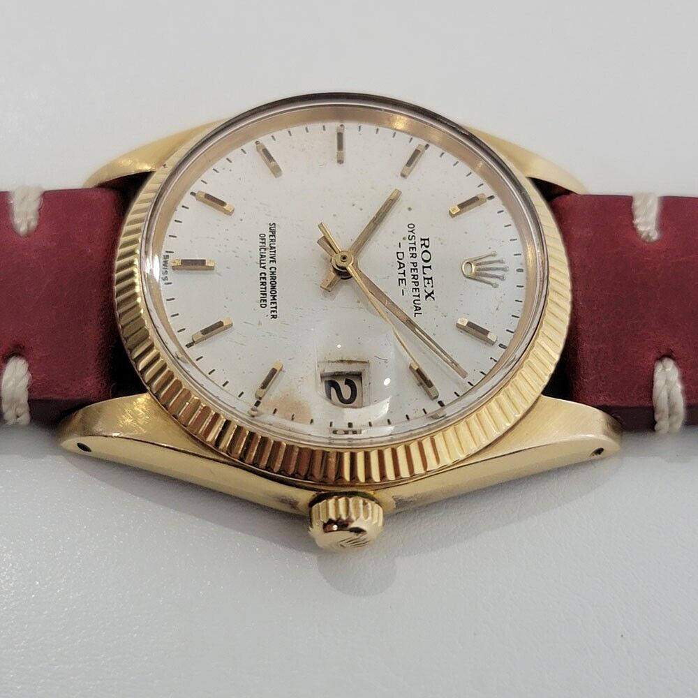 Mens Rolex Oyster Perpetual Date 1503 14k Solid Gold 35mm Automatic 1960s RA348