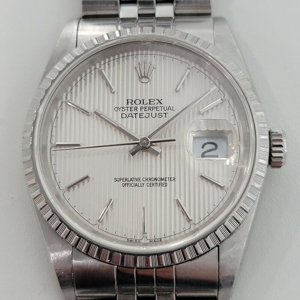 Mens Rolex Oyster Datejust Tapestry Ref 16220 36mm 1990s Auto All Original RA278