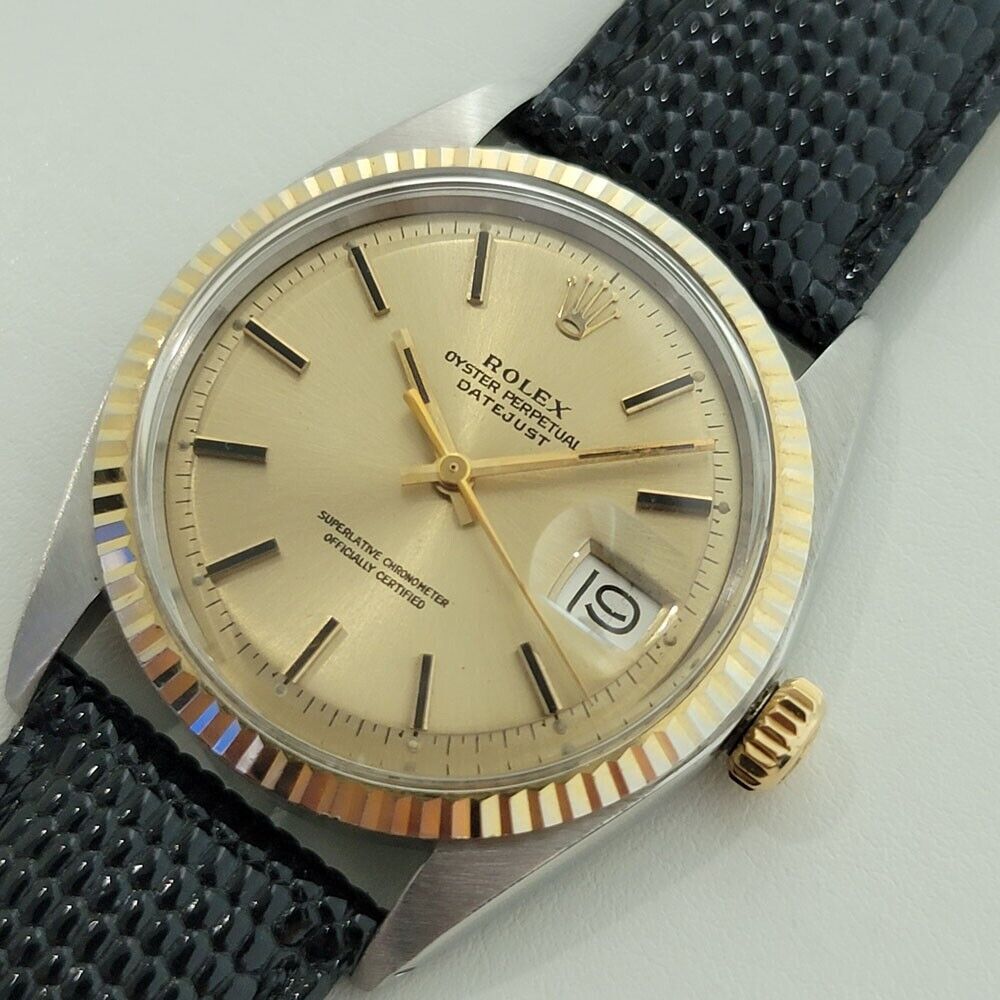 Mens Rolex Oyster Datejust Ref 1601 36mm 18k SS 1970s Automatic Vintage RA170B
