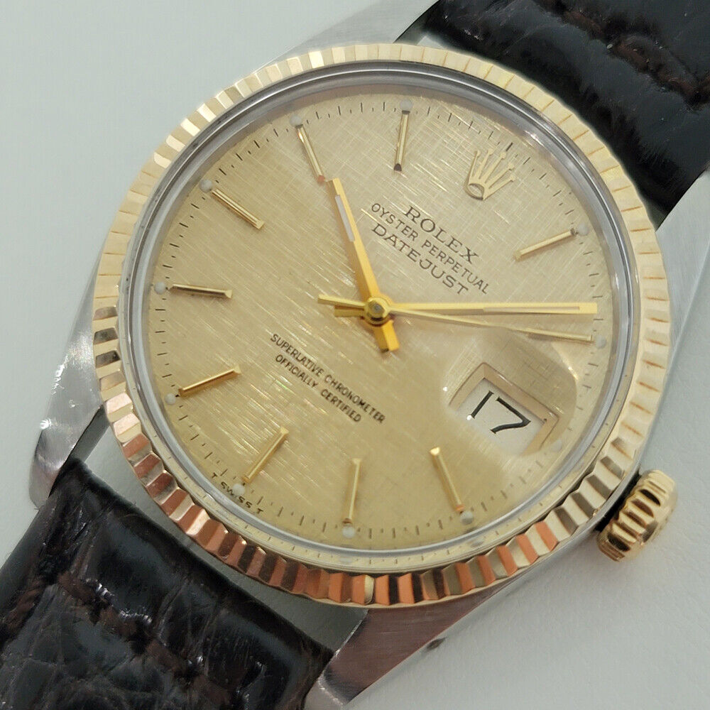 Mens Rolex Oyster Datejust Ref 16013 1980s 36mm 18k SS Swiss Automatic RJC176