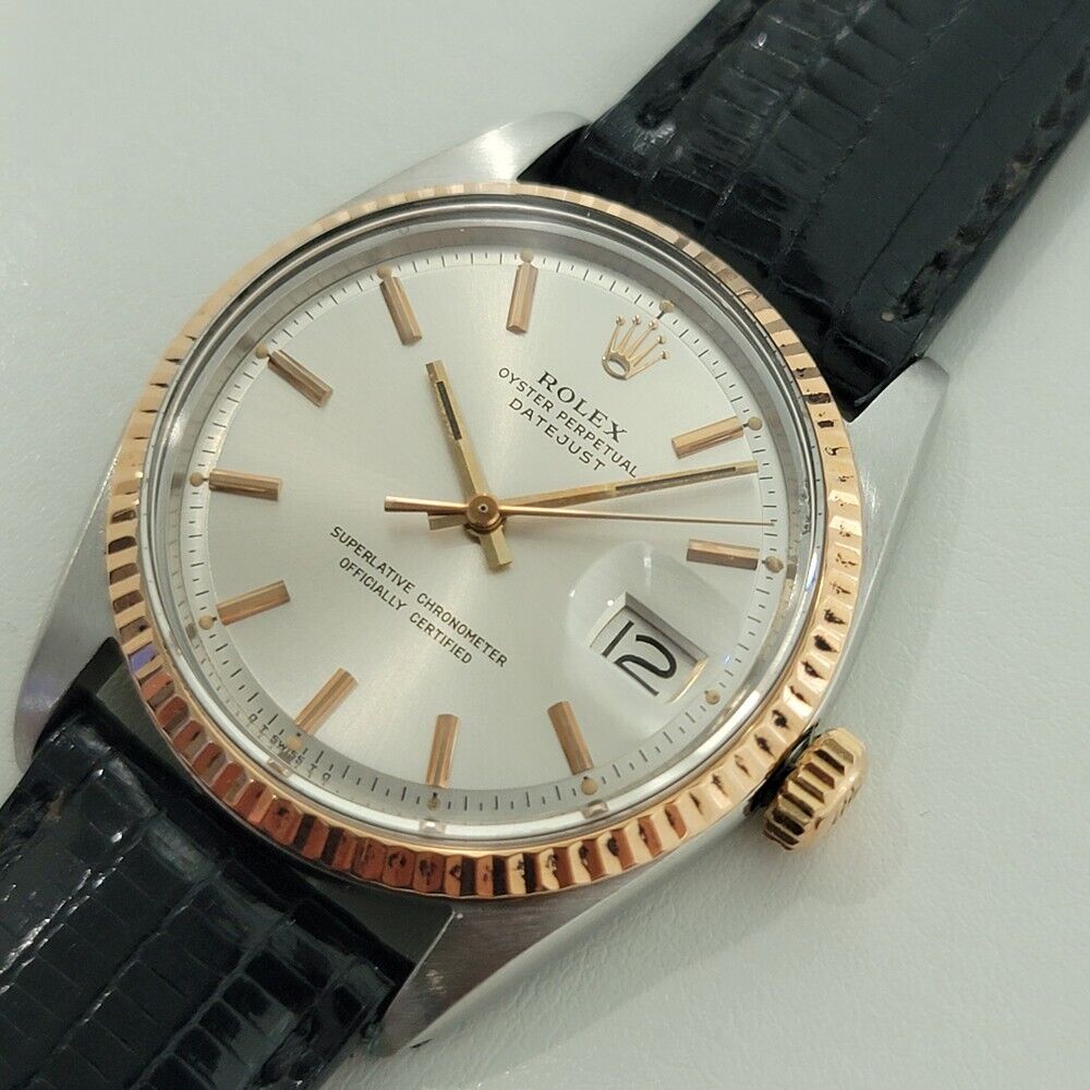 Mens Rolex Oyster Datejust Ref 1601 36mm 18k SS Automatic Vintage 1960s RJC159B