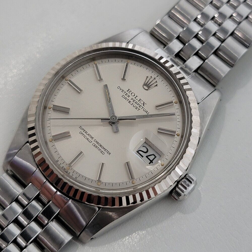 Mens Rolex Oyster Datejust 1601 36mm 18k Gold SS 1970s Automatic Vintage RA334