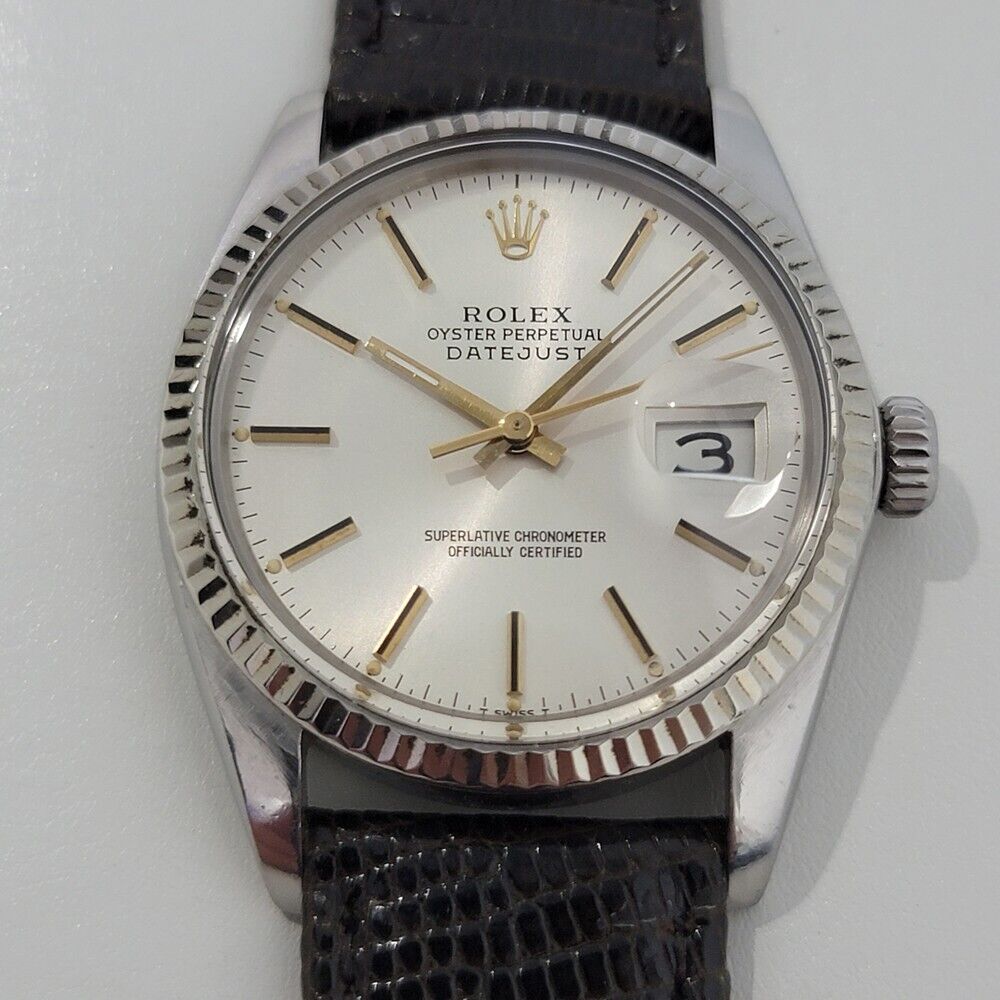 Mens Rolex Datejust 16014 36mm 18k White Gold SS Automatic Swiss 1980s RA330B