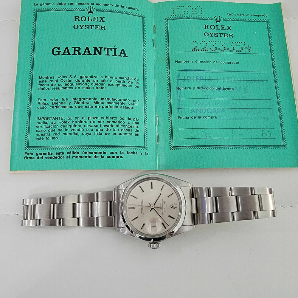 Mens Rolex Oyster Perpetual 1960s Date 1500 w Original Papers Auto 35mm RA245