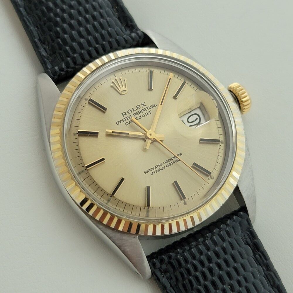 Mens Rolex Oyster Datejust Ref 1601 36mm 18k SS 1970s Automatic Vintage RA170B