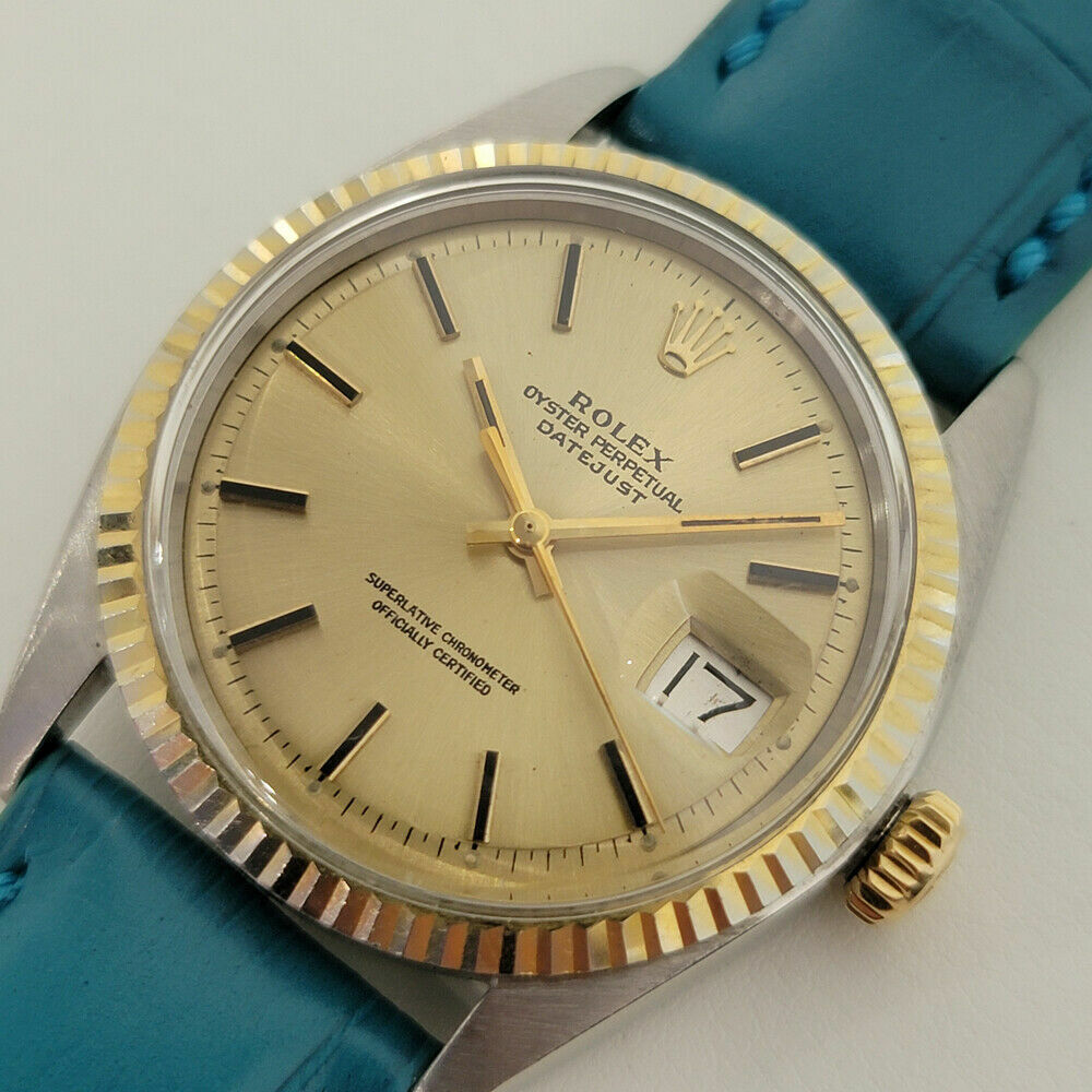 Mens Rolex Oyster Datejust 1601 36mm 18k SS 1970s Vintage Automatic Swiss RA170