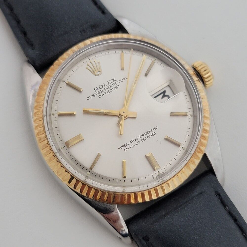 Mens Rolex Oyster Datejust 1601 36mm 18k SS Automatic Vintage 1970s RJC189B