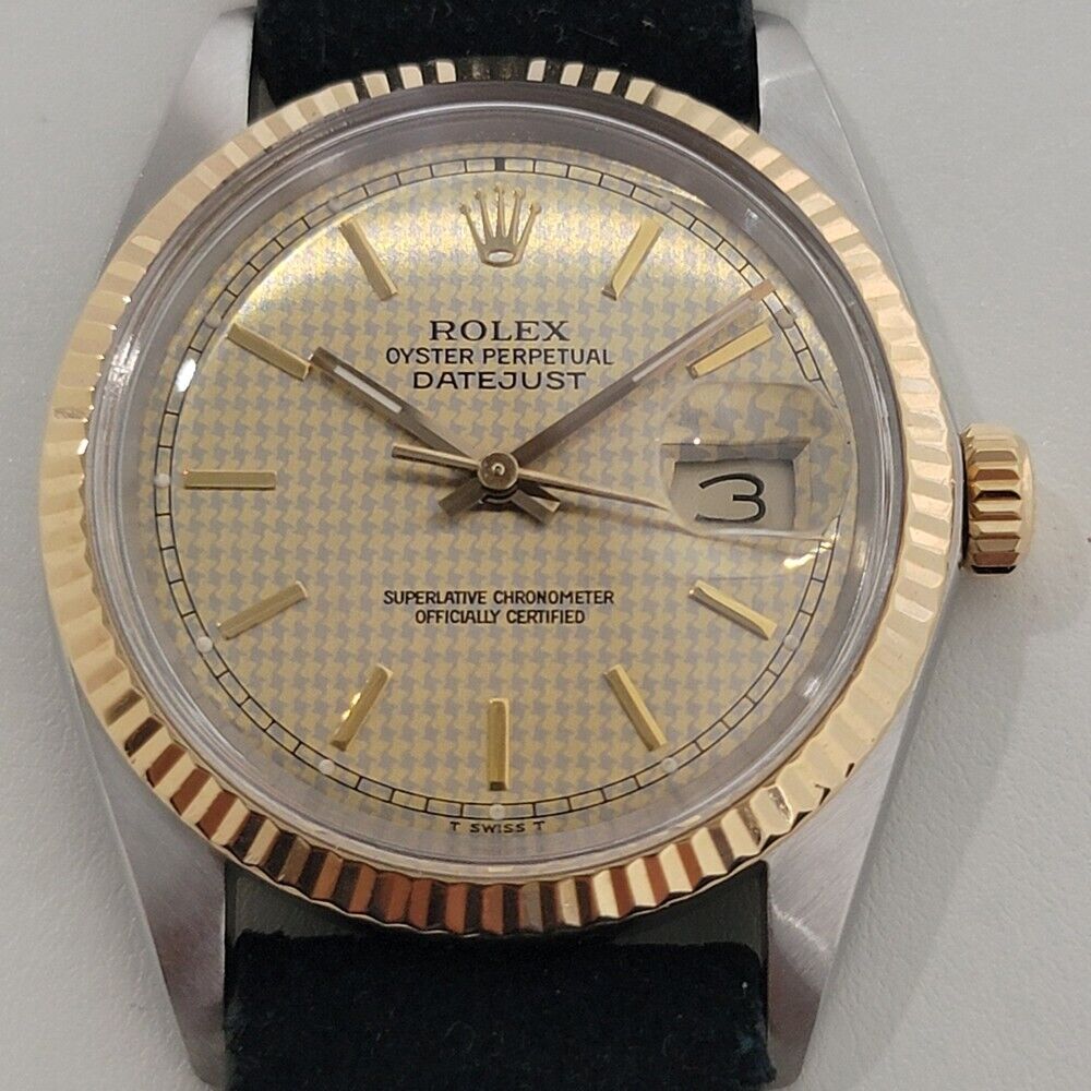 Mens Rolex Oyster Datejust Ref 16013 36mm 18k SS Automatic 1980s Swiss RA399