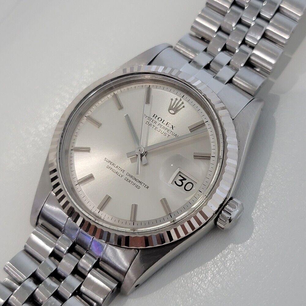 Mens Rolex Oyster Datejust 1601 36mm 18k Gold SS Automatic Vintage 1970s RA338