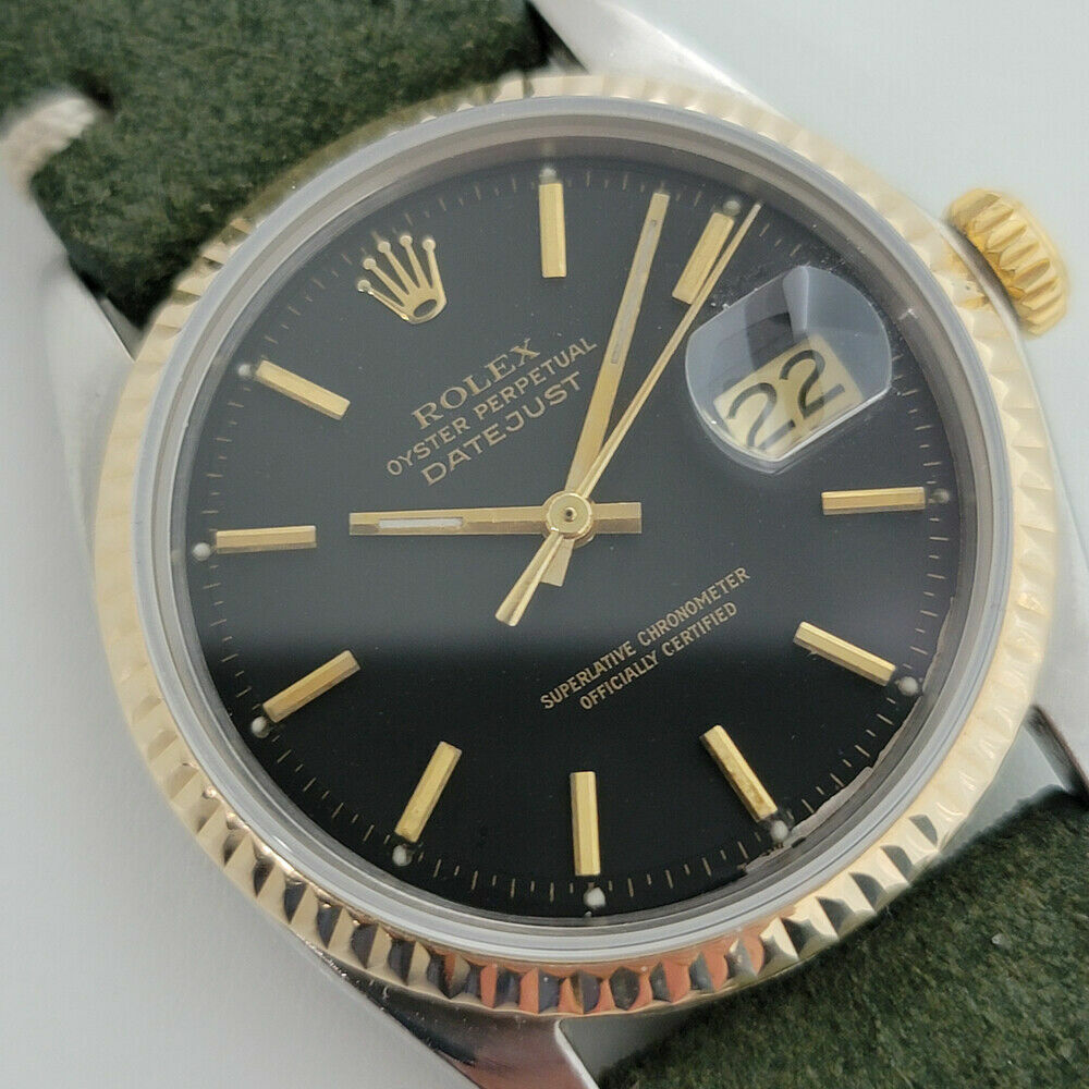 Mens Rolex Oyster Datejust 1601 36mm 18k Gold SS 1960s Automatic Vintage RJC142