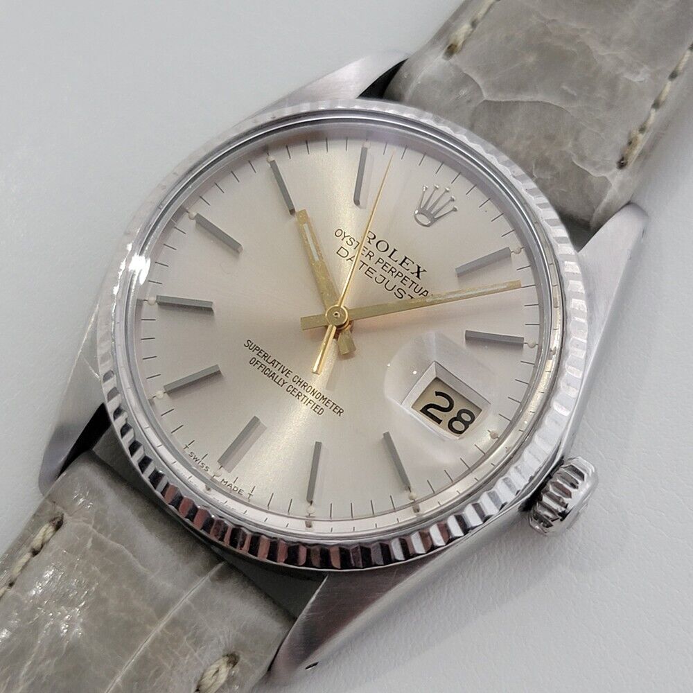 Mens Rolex Datejust 16014 36mm 18k White Gold SS Automatic Swiss 1980s RA332G