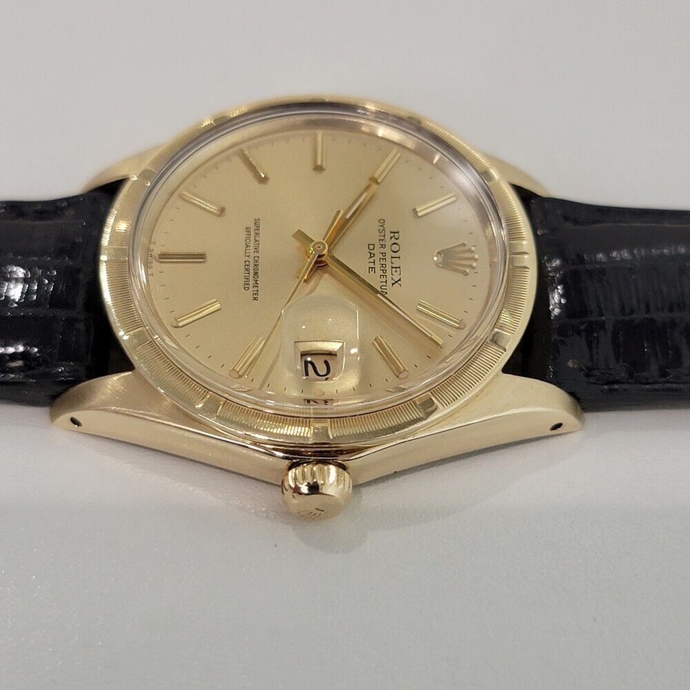 Mens Rolex Oyster Perpetual Date Ref 1501 35mm 14k Gold 1970s Automatic RA351