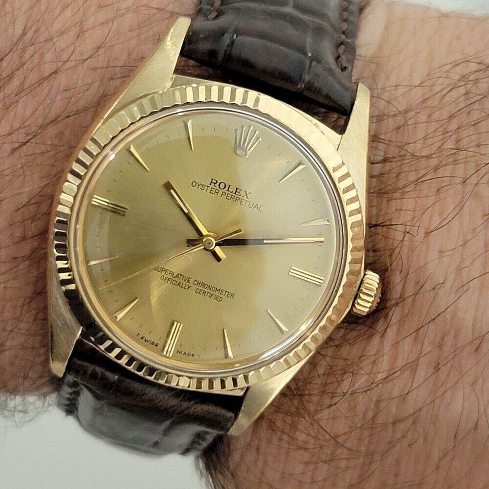 Mens Rolex Oyster Perpetual 1960s Ref 1013 36mm 18K Gold Vintage Automatic RA310