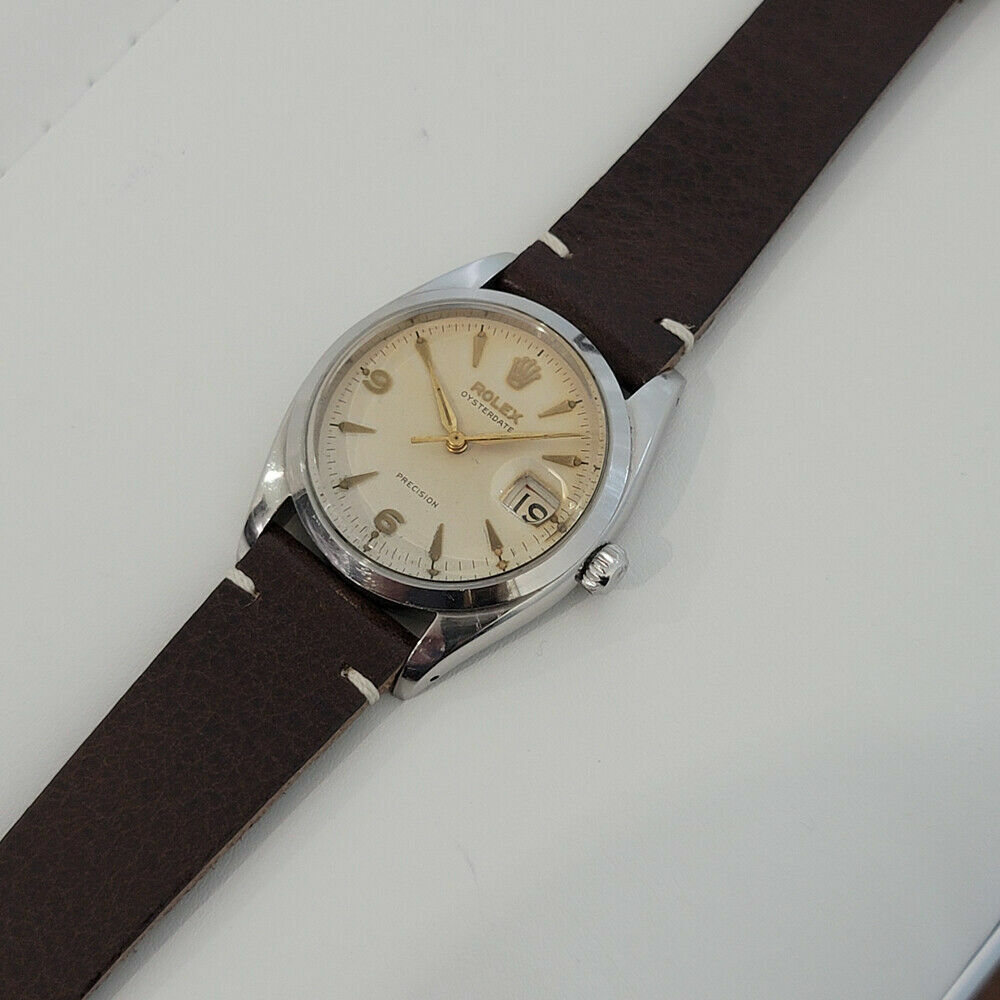 Mens Rolex Oysterdate Precision 6494 34mm 1950s Hand Wind Vintage Swiss RA191B