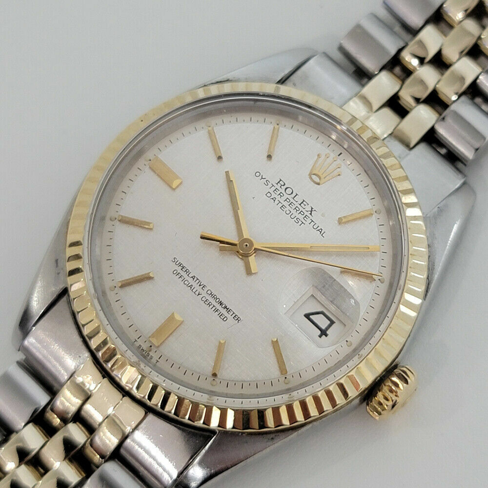 Mens Rolex Oyster Datejust Ref 1601 36mm 14k SS 1970s Automatic Vintage RJC178