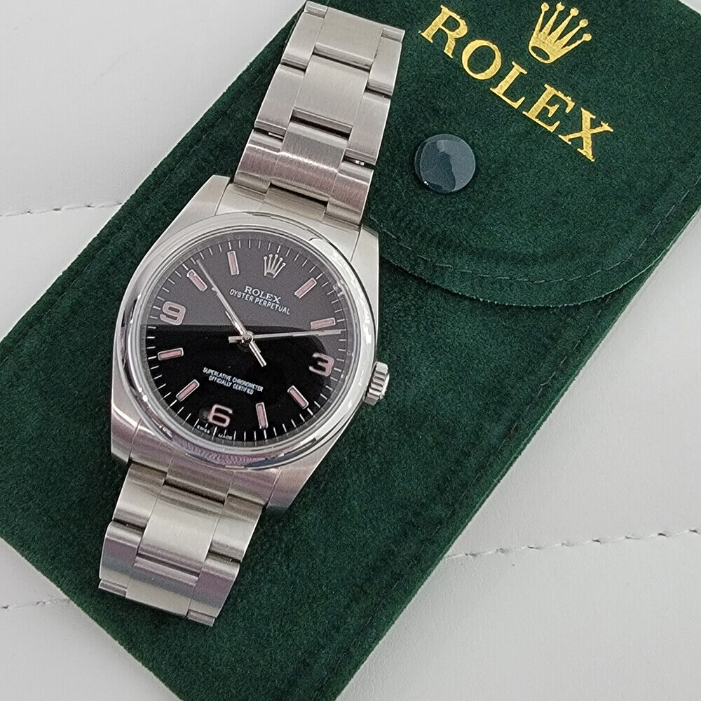 Mens Rolex Oyster Perpetual 2019 Auto 36mm BLK PINK w Pouch Ref 116000 RJC135