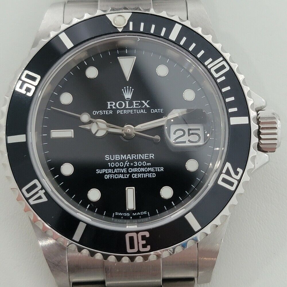 Mens Rolex Submariner Ref 16610 Date All Original Automatic 2000s w Pouch RA257