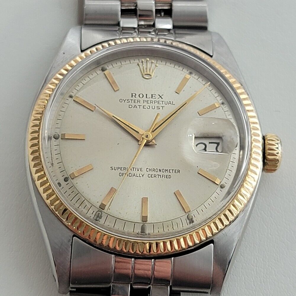 Mens Rolex Oyster Datejust 1601 18k SS 1960s Automatic Vintage Swiss RA254