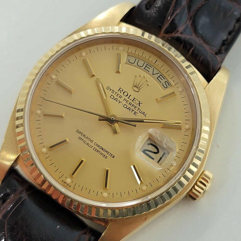 Mens Rolex Day Date President 18038 1970s 18k Gold 36mm Automatic Swiss RA280