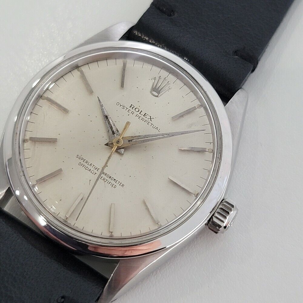Mens Rolex Oyster Perpetual Ref 1002 34mm Automatic 1960s Swiss Vintage RA143