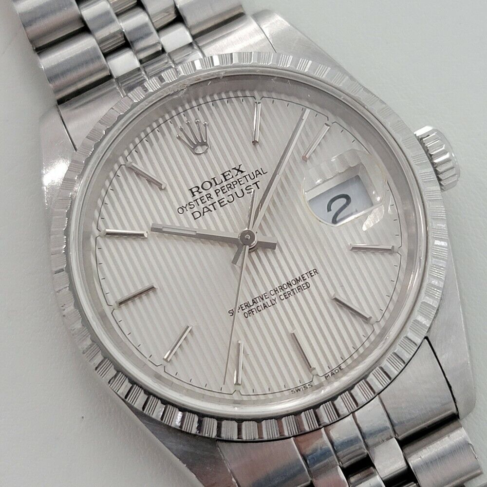 Mens Rolex Oyster Datejust Tapestry Ref 16220 36mm 1990s All Original Auto RA278