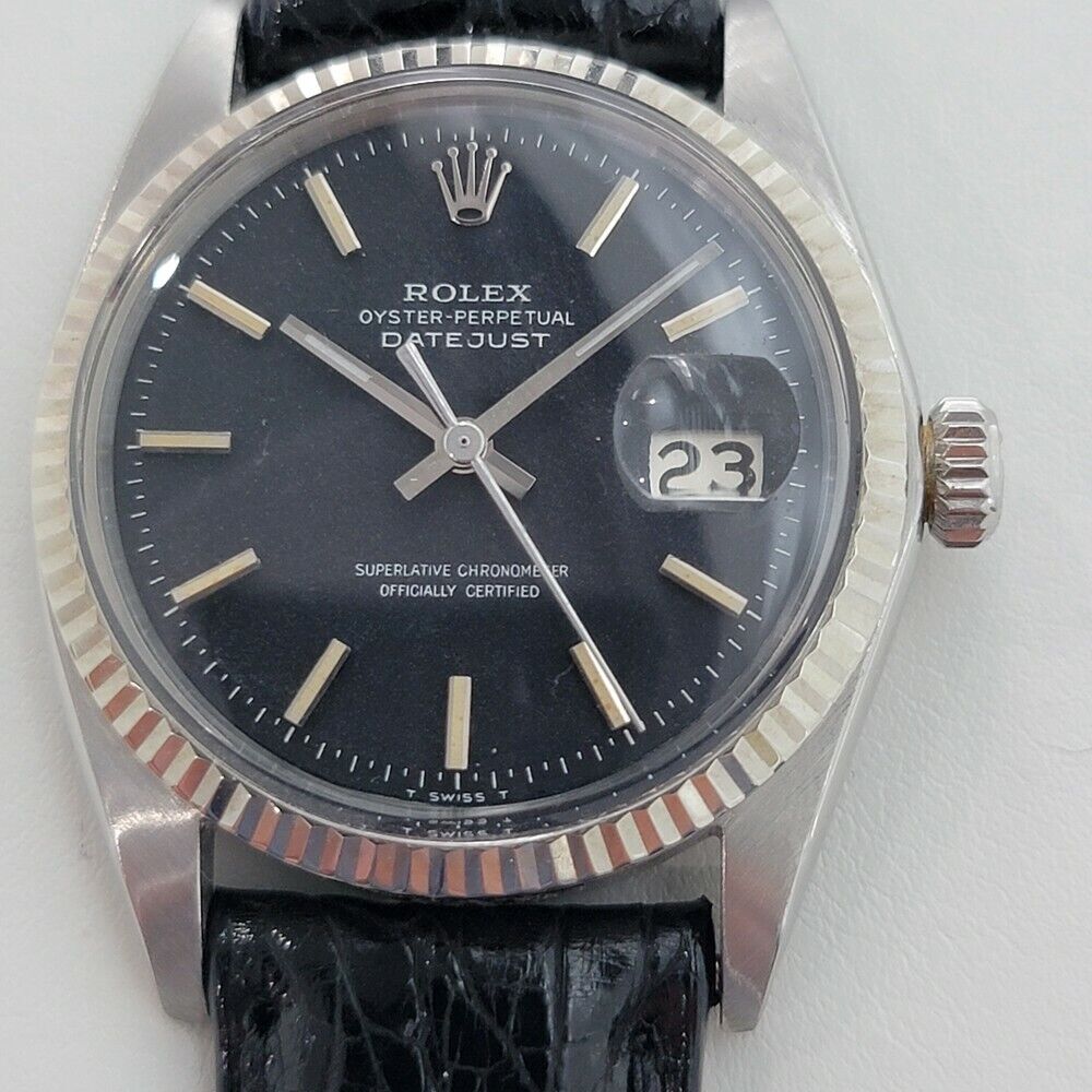 Mens Rolex Oyster Datejust 1601 36mm 1960s 18k White Gold SS Automatic RA286