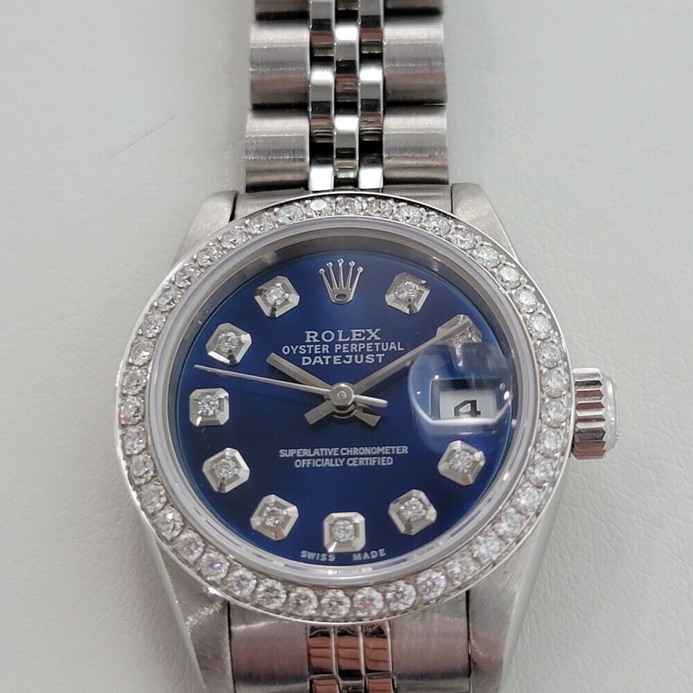 Ladies Rolex Datejust 69174 26mm Diamond Dial 18k Gold SS 1990s Automatic RA283