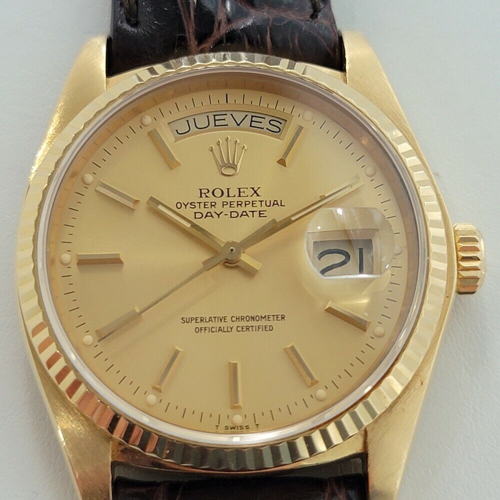 Mens Rolex Day Date President 18038 1970s 18k Gold 36mm Automatic Swiss RA280