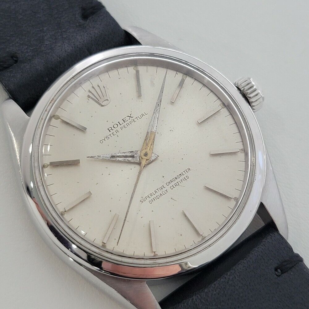Mens Rolex Oyster Perpetual Ref 1002 34mm Automatic 1960s Swiss Vintage RA143