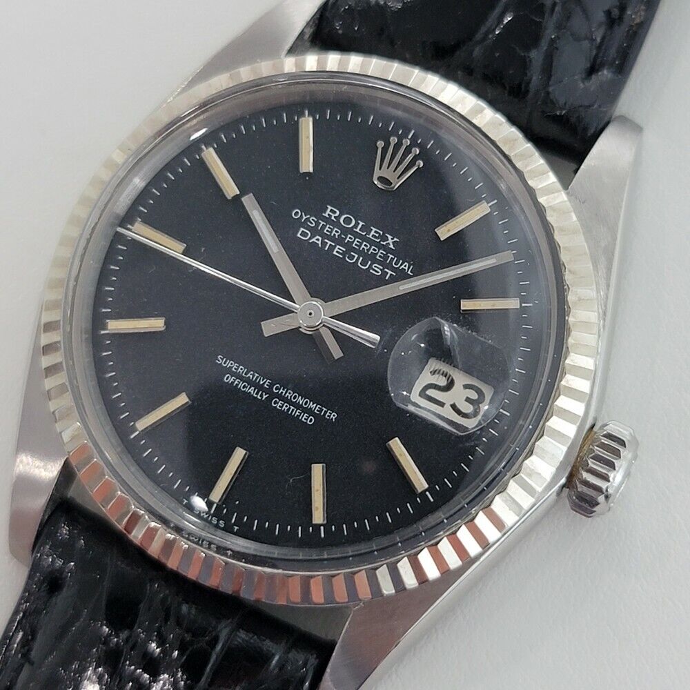 Mens Rolex Oyster Datejust 1601 36mm 1960s 18k White Gold SS Automatic RA286
