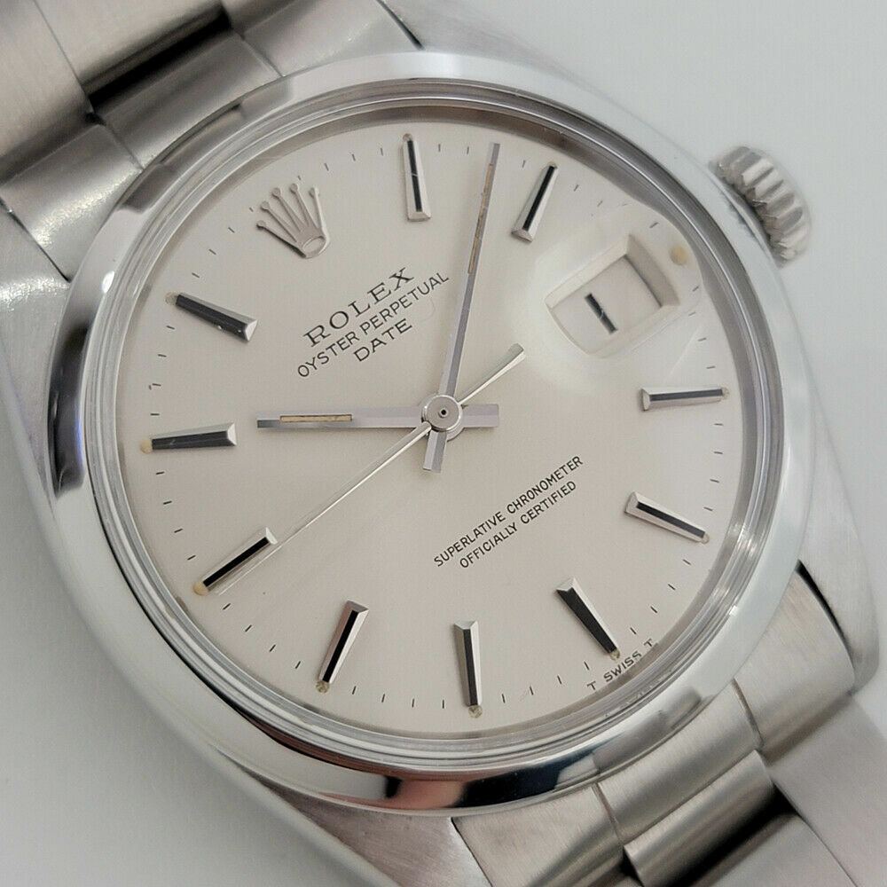 Mens Rolex Oyster Perpetual 1960s Date 1500 w Original Papers 35mm Auto RA245
